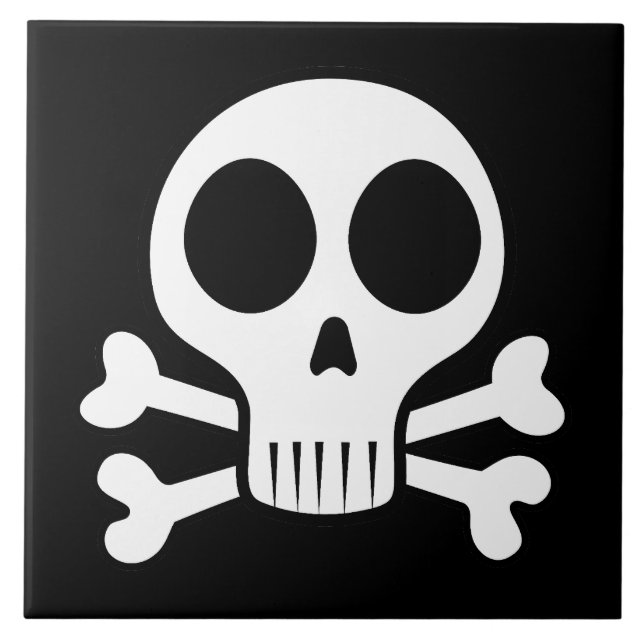 spooky skull on a black background tile (Front)