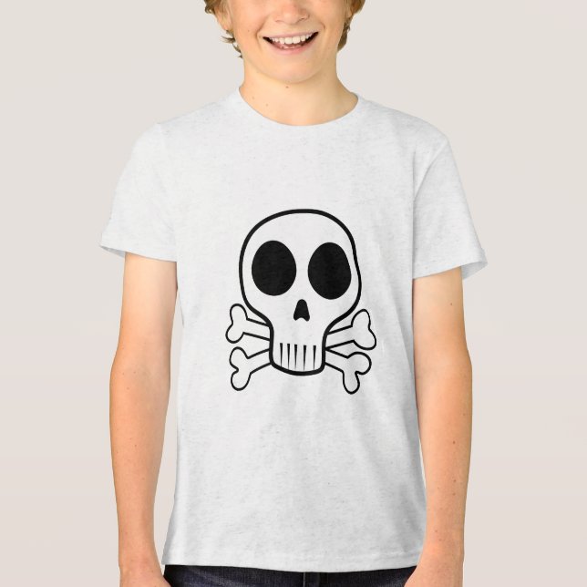 spooky skull on a black background Tri-Blend shirt (Front)