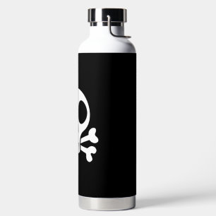spooky skull on a black background water bottle