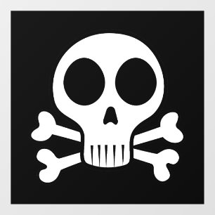 spooky skull on a black background window cling