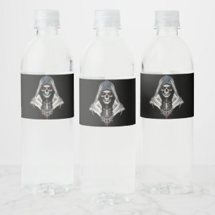 Spooky Skull Water Bottle Label - Halloween & Goth