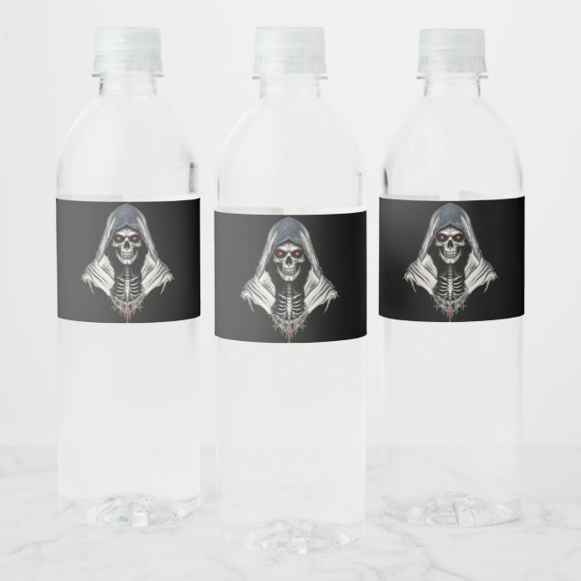 Spooky Skull Water Bottle Label - Halloween & Goth (Bottles)