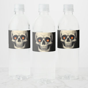 Spooky Skull Water Bottle Label - Halloween & Goth