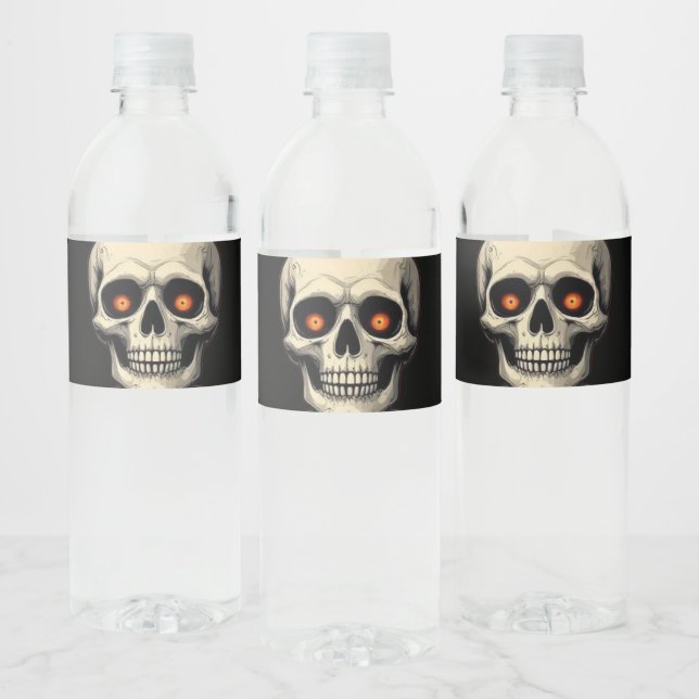 Spooky Skull Water Bottle Label - Halloween & Goth (Bottles)