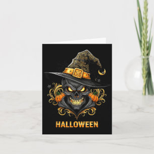 Spooky Skull Witch Hat Halloween Horror Y Costume Card