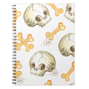 Spooky skulls and bones Halloween pattern Notebook
