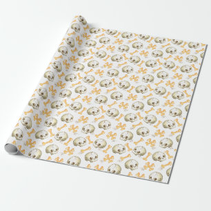 Spooky skulls and bones Halloween pattern Wrapping Paper