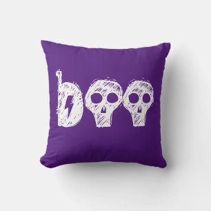 Spooky Skulls Boo Halloween Throw Pillow