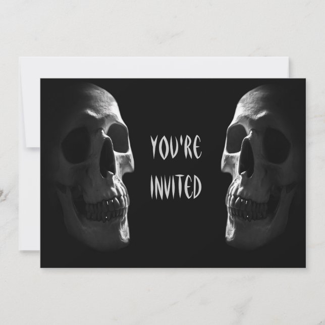 Spooky Skulls Halloween Party Double Sided Invitation (Front)