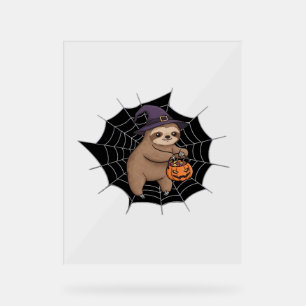 Spooky Sloth Halloween Fun - Cute Trick-or-Treat A Acrylic Sign