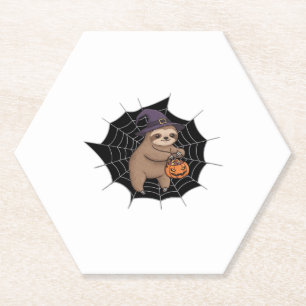 Spooky Sloth Halloween Fun - Cute Trick-or-Treat A Paper Coaster