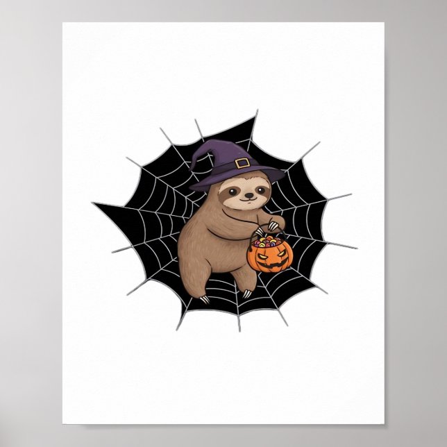 Spooky Sloth Halloween Fun - Cute Trick-or-Treat A Poster (Front)