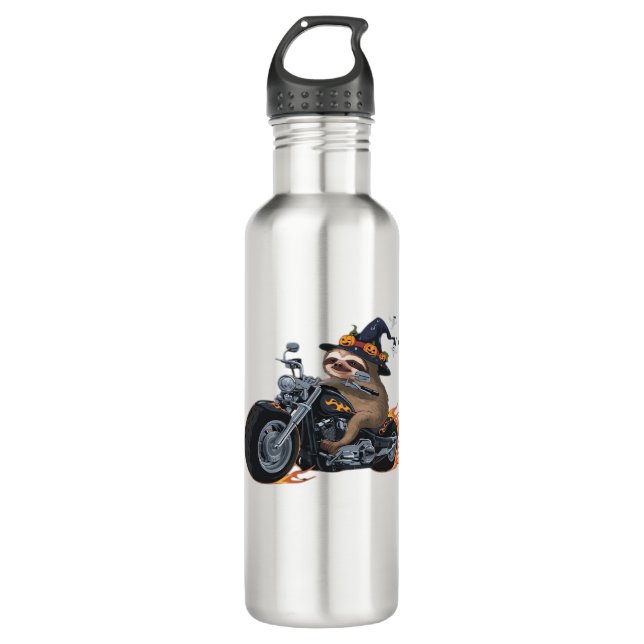 Spooky Sloth Motorcycle Ride Halloween Biker Fun C 710 Ml Water Bottle (Front)