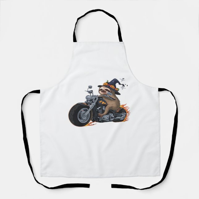 Spooky Sloth Motorcycle Ride Halloween Biker Fun C Apron (Front)