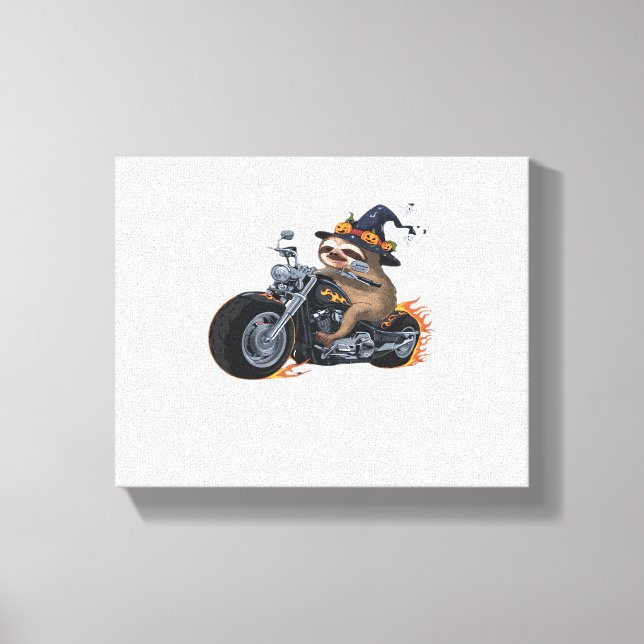 Spooky Sloth Motorcycle Ride Halloween Biker Fun C Canvas Print (Front)