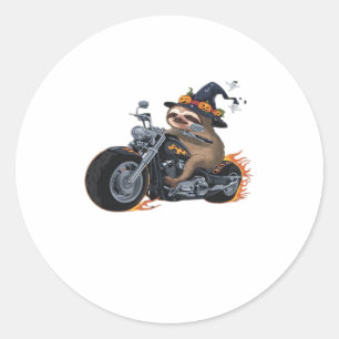 Spooky Sloth Motorcycle Ride Halloween Biker Fun C Classic Round Sticker