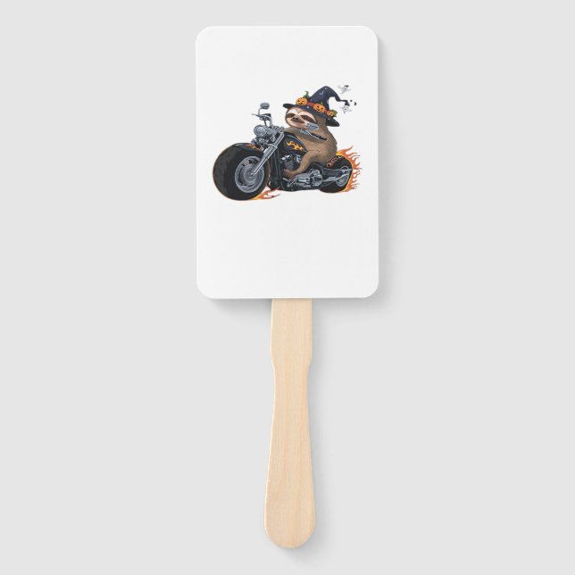 Spooky Sloth Motorcycle Ride Halloween Biker Fun C Hand Fan (Front)