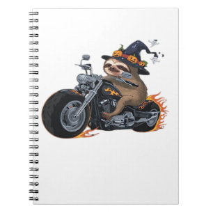 Spooky Sloth Motorcycle Ride Halloween Biker Fun C Notebook