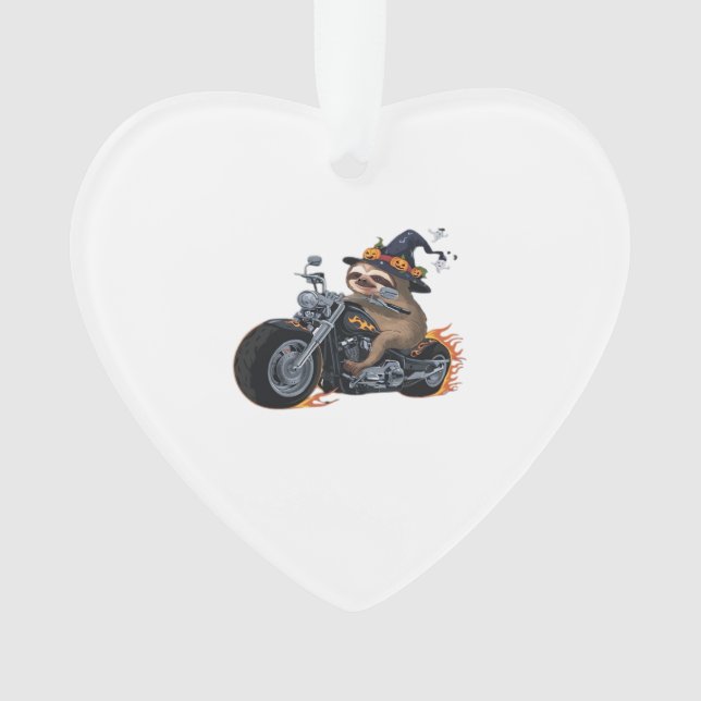 Spooky Sloth Motorcycle Ride Halloween Biker Fun C Ornament (Front)