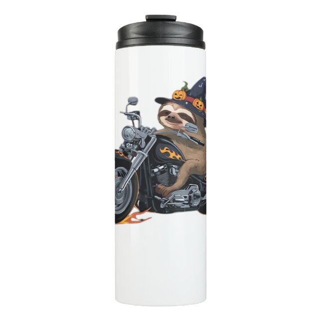 Spooky Sloth Motorcycle Ride Halloween Biker Fun C Thermal Tumbler (Front)
