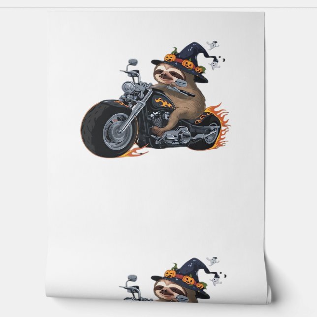 Spooky Sloth Motorcycle Ride Halloween Biker Fun C Wallpaper (Unrolling)