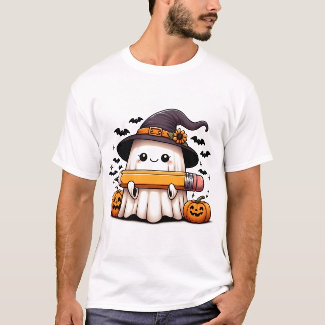 Spooky Smart: Teacher Ghost T-Shirt (Front)
