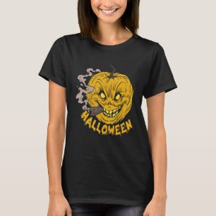 Spooky Smoker Pumpkin Smoking Pumpkin Halloween Co T-Shirt