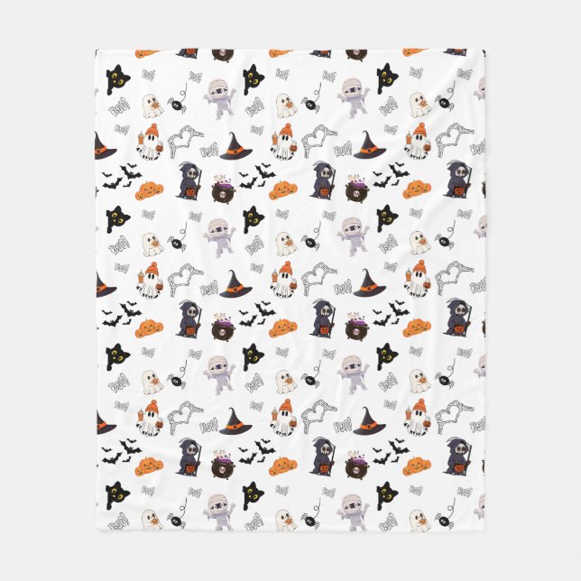 Spooky Snuggle Squad: Halloween Fleece Blanket (Front)