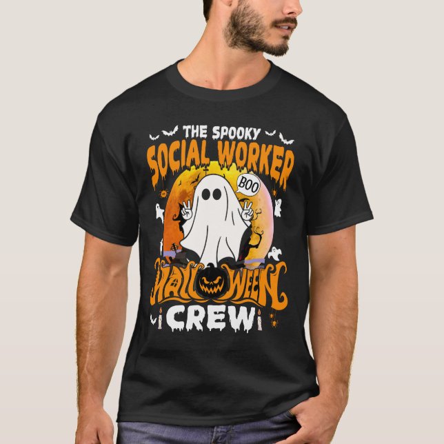 Spooky Social Worker Halloween Crew T-Shirt (Front)