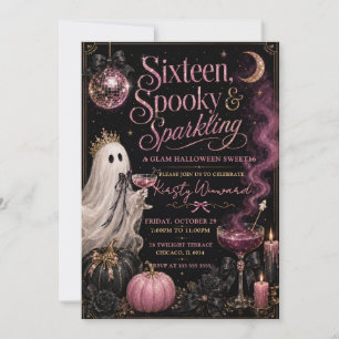 Spooky Sparkling Sweet Sixteen Party Invitation