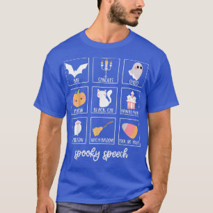 Spooky Speech Bat Candles Ghots Pumpkin Blach Cat T-Shirt
