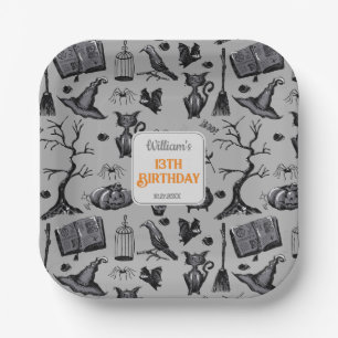 Spooky Spellbinding Halloween Birthday Party Paper Plate