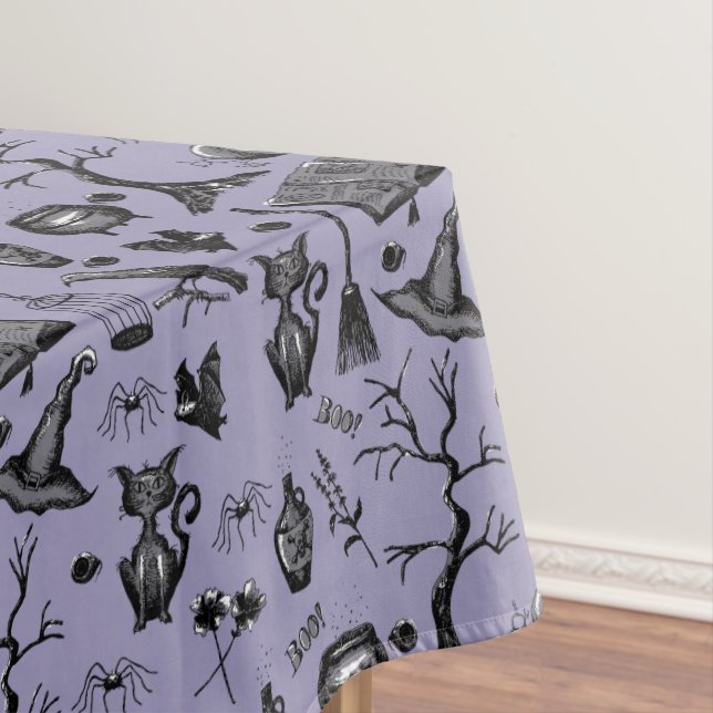 Spooky Spellbinding Halloween Birthday Party Tablecloth (In Situ)