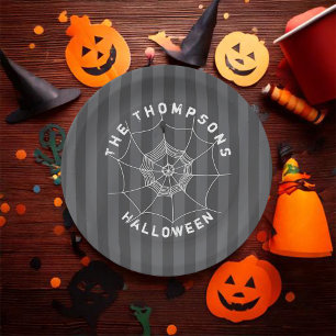 Spooky Spider in Spider Web Paper Plate