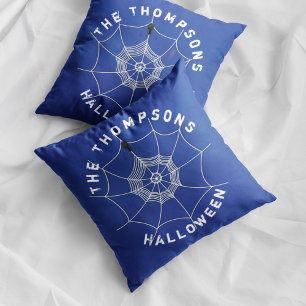 Spooky Spider in Spider Web Personalised Cushion