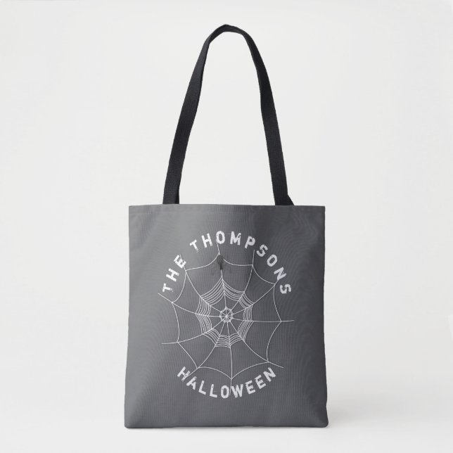 Spooky Spider in Spider Web Personalised Tote Bag (Front)