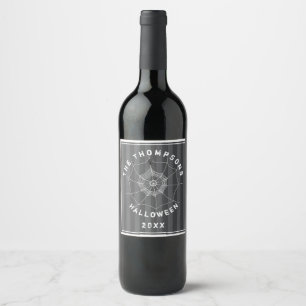 Spooky Spider in Spider Web Wine Label