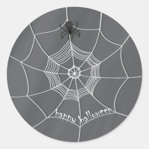 Spooky Spider spinning Happy Halloween Web Classic Round Sticker