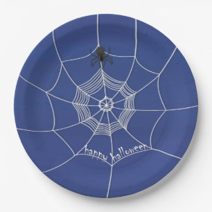 Spooky Spider spinning Happy Halloween Web Paper Plate