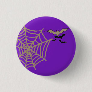 Spooky Spider Web, Bats Flying Halloween Slogan 3 Cm Round Badge