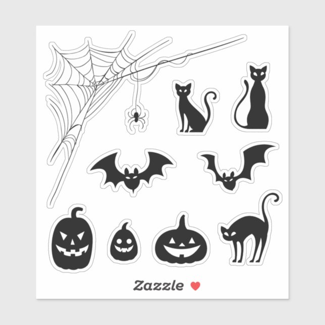 Spooky Spider Web Cat Pumpkin Bat (Sheet)