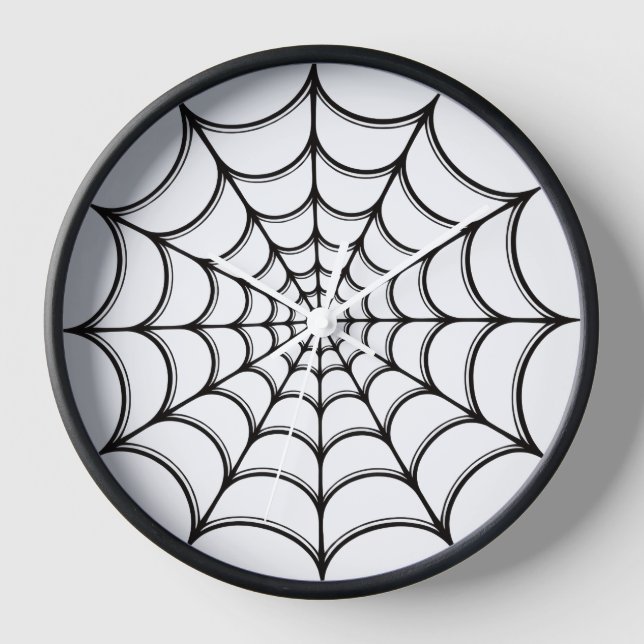 Spooky Spider Web Halloween Wall Clock (Front)