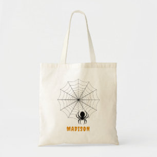Spooky Spider & Web Personalized Halloween Tote Bag