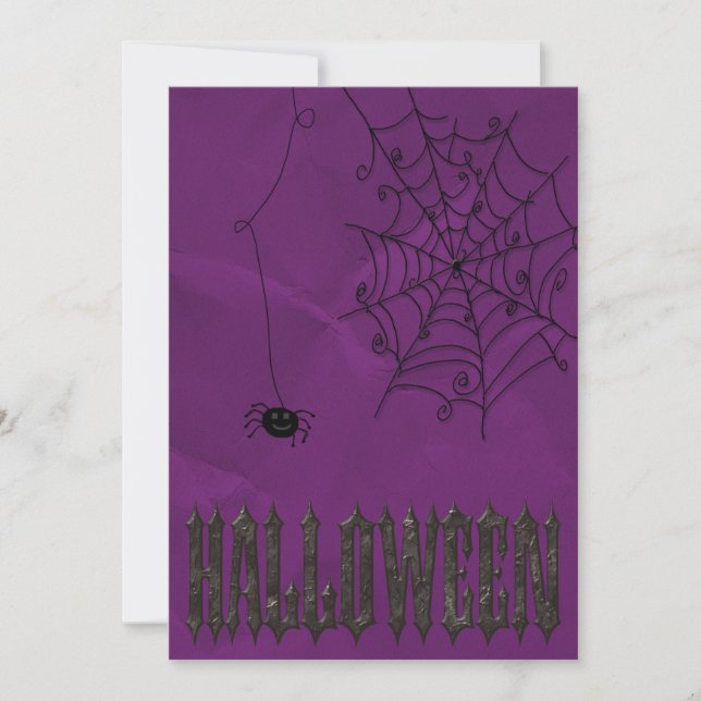Spooky Spiders & Cobwebs Halloween Invitation (Front)