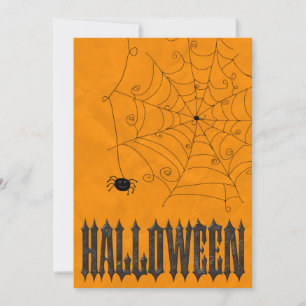 Spooky Spiders & Cobwebs Halloween Invitation