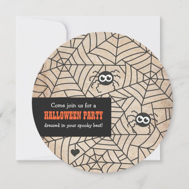 Spooky Spiders Halloween Party Vintage Invitation (Front)