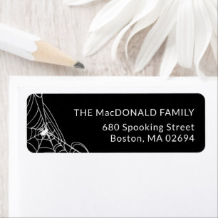 Spooky SpiderWeb Black and White Return Address
