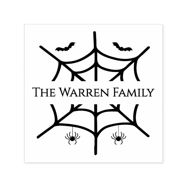 Spooky Spiderweb Spiders Bats Family Name Self-inking Stamp (Design)