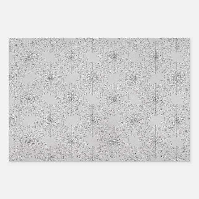 Spooky Spiderwebs Wrapping Paper Sheet (Front)