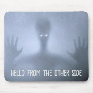 Spooky Spirit Alien Emerging from Fog Custom Text Mouse Mat